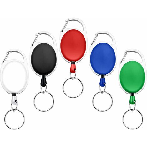 Porte-clés rétractable Robuste Porte-clés Mousqueton Clip Porte-clés avec  corde Multitool Pour Hommes Key Id Badges Card (2pcs, Noir)