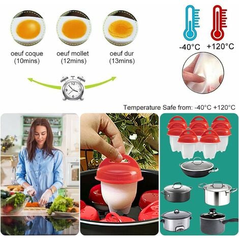 Cuiseur d'oeufs en silicone,Betterlife 6 PCS Cuit Oeufs Pocheuse Silicone,Oeuf  Cuisson Egg Cooker