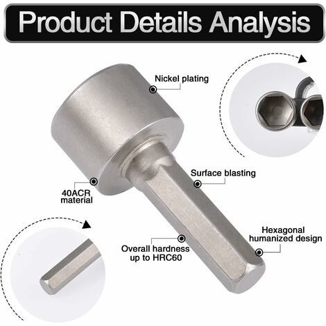 Adaptateur de douille 1-4 3-8 1-2 pouces,douilles de pilote d'écrou,Impact  tige hexagonale,mèches d'extension,jeu de 3 tiges c