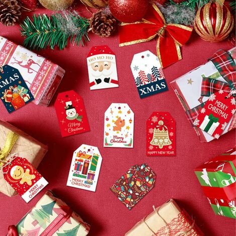Kraft Papier De Noël Étiquettes De Cadeau, Etiquette Cadeau Noel, 100  Pièces Etiquettes en Papier Kraft à Suspendr, Etiquette Noel avec Corde  Pour