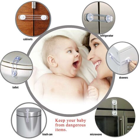 Verrouillage,Betterlife Lot de 10 Loquets Bloque-placards pour Enfants/Bébé,Sécurité  autocollante pour tiroirs bébé (