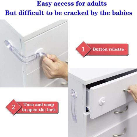 5pcs Serrure de sécurité pour enfants Serrure de tiroir pour bébé Armoire  de protection Anti-Clip