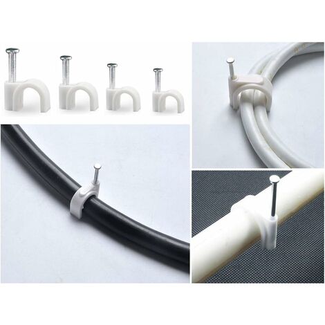 Cavalier diamètre 7 blanc (sachet 100 pcs) attache cable fixation cable  cable accessoires fixation
