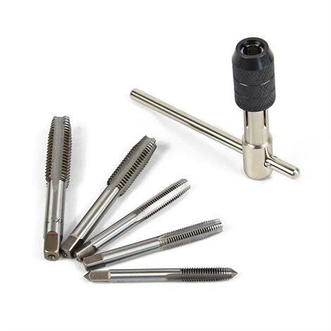 Kit de clé à taraud réglable 6 pièces à roulement en acier à insérer  tarauds à vis avec outil de matériel de taraud à main métrique pour  taraudage de