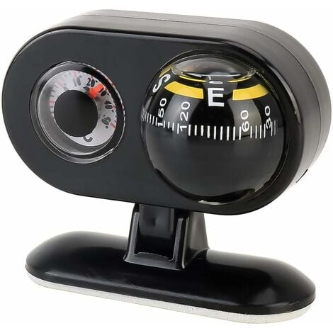 2 en 1 Ball Guide d'orientation voiture boussole thermomètre Voiture  Tableau de bord automatique (noir)