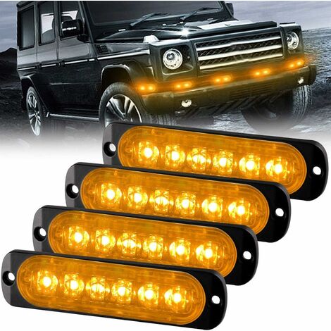 Urgent Danger Lampe d'avertissement 6 LED Jaune pour Véhicule Camion  Remorque 12-24V (4pcs)