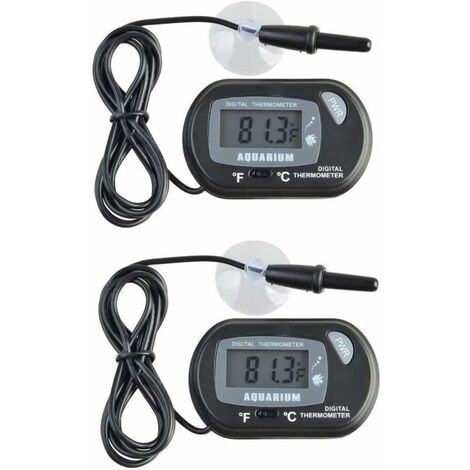 Thermomètre LCD Numérique d'aquarium avec Ventouses et Sonde Étanche pour  Aquarium Fish Tank, Vivarium Reptile Terrarium (2PCS) 