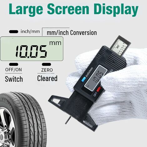 Jauge de profondeur de pneu numérique - Testeur d'épaisseur de pneu - Écran  LCD - Conversion mm/pouce 