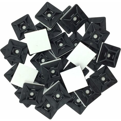 Embases Adhesive pour Attache de Cable, 19mm x 19 mm, Noir, Serre-Câbles  Auto Adhésif, Support