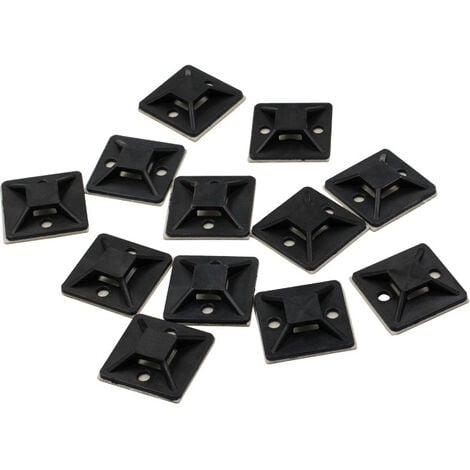 Embases Adhesive pour Attache de Cable, 19mm x 19 mm, Noir, Serre