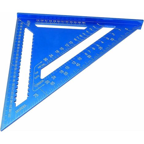 Équerre Triangle de Menuisier 7 Pouces Métrique, Règle de Mesure Alliage  D'aluminium, Règle Triangulaire de 90 Degrés d'épaisseur (bleu) :  : Bricolage