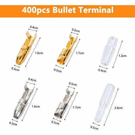 400 Pcs 4mm Bullet Terminal Connecteurs Kit Mle Et Femelle En
