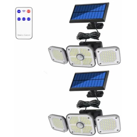 Lampe Solaire Extérieur 318 LEDS, 2 Pack Lumiere Solaire Exterieur IP65,  Eclairage Exterieur Solaire Detecteur de Mouvement pour Terrasse Jardin