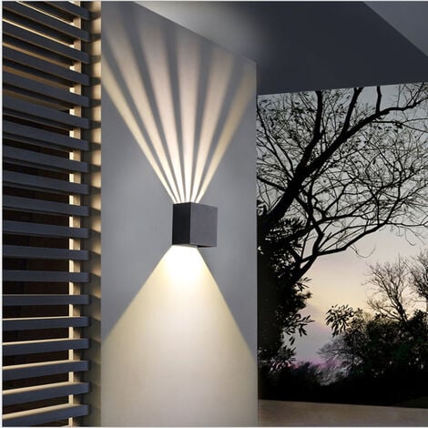 Applique murale LED IP65 Salon Lampe de couloir Escalier Lampe murale Déco  Extérieur 12W Blanc Blanc chaud 2 pièces