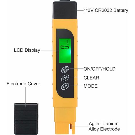 Testeur numérique de qualité de l'eau, stylo testeur portable haute  précision TDS, testeur de dureté de l'eau testeur de température testeur de  conductivité (sans batterie)
