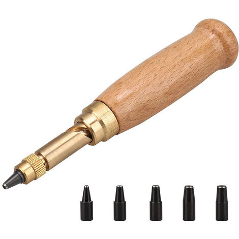 Perforatrice à vis pour le cuir - 6 pointes - 1,5 à 4 mm - remplaçable pour  la couture, le cuir, le papier，couleur bois, une ensemble，