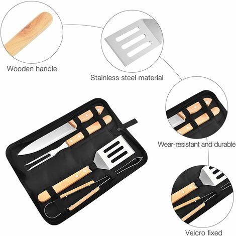 Ustensiles Barbecue, 4 pcs Ensemble doutils de Barbecue en Acier Inoxydable  Accessoires Barbecue Macaron