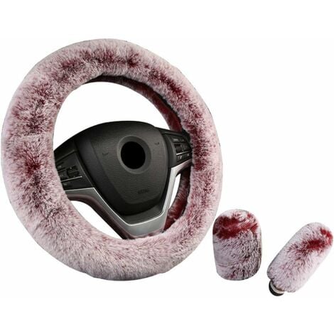  Couvre Volant Voiture Femme Peluche, Protege Volant Voiture  Universel, Housse Volant Voiture 38cm, Hiver Protection Volant Voiture,  Antidérapant, Respirant (Rose)
