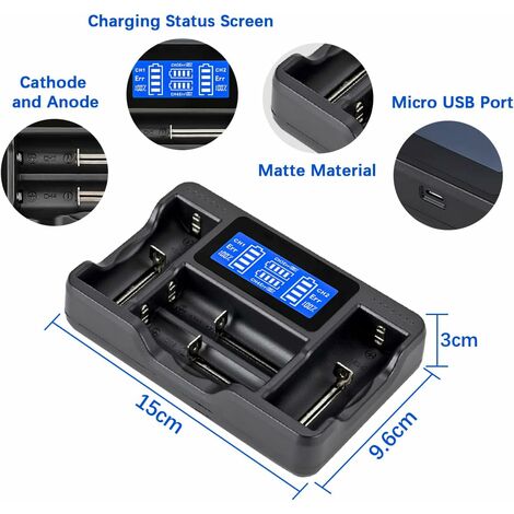 Chargeur de Piles Rechargeables AA-AAA, LCD 4 Slots Chargeur de