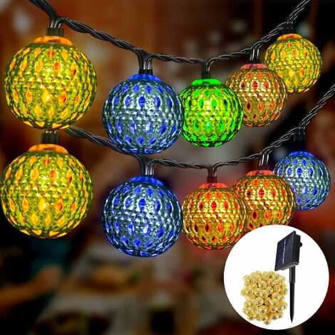 Solaires Guirlandes Lumineuses 60 LED de Style Marocain 8 Modes Étanche  Guirlande Lumineuse Interieur Extérieure pour