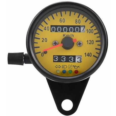 Odomètre universel de compteur de vitesse de moto jauge de compteur de  vitesse de compteur de moto de 60mm avec indicateur noir LO-Ron
