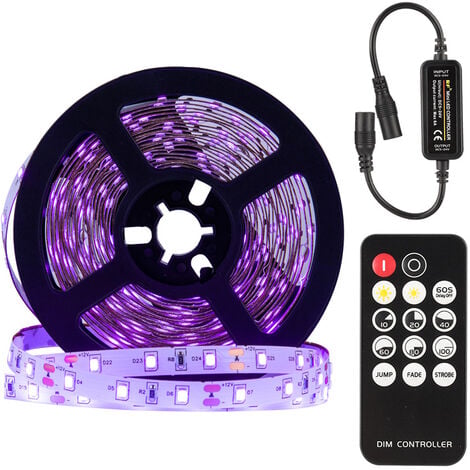 5M UV Ruban LED Lumière Noire,Ruban Lumière UV 12V, Bandeau LED