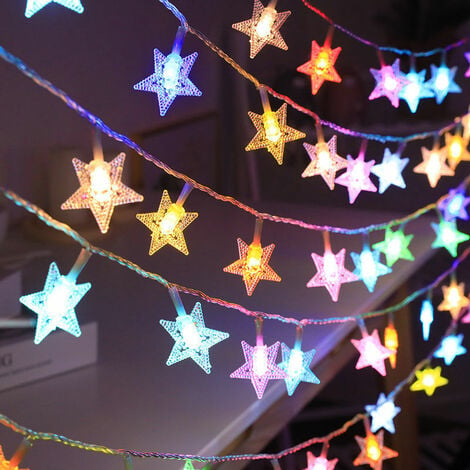 Guirlande Lumineuse étoile 6M,40LEDs Led Sapin Noël Guirlande à Pile Fairy  Light Rideau Lumineux Clignotant Intérieur Extérieur Décoration Chambre  Fenêtre (blanche) 