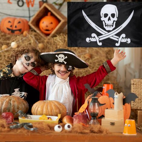 2 pièces Drapeau pirate Drapeau pirate extérieur Halloween-Décoration  Décoration de fête pour fête de pirate