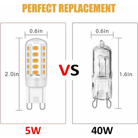 Ampoule G9 LED - 5W Equivalent 33W 40W G9 Halogène, 420LM, Mini Lampe, Blanc  Froid 6000K, Sans