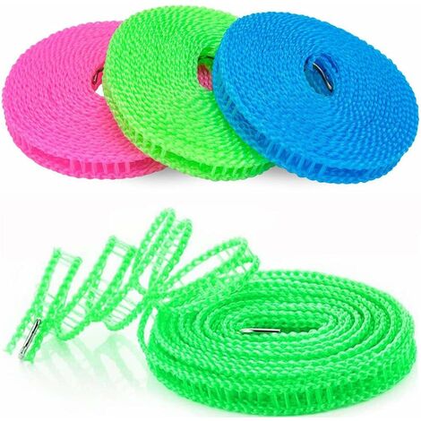 Corde à Linge Coupe-Vent, 2 Pcs 5M Corde A Linge avec 12 Clips à Linge,  Corde à Linge en Nylon, Fil à Linge Camping, Corde Linge Portable, pour