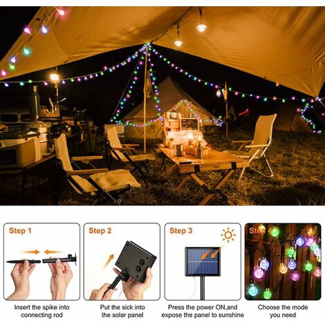 Guinguette lumineuse extérieure 5m, 100 micro LED, 10 boules 8cm