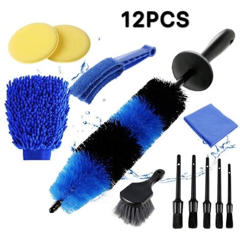 20 Pcs Detailing Brush Set (intérieur et extérieur) Kit de nettoyage de  voiture avec gant de lavage de voiture et ensemble