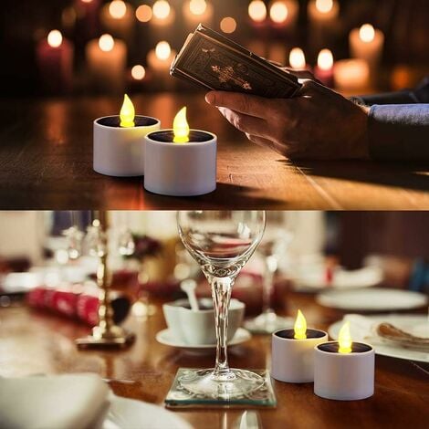 Lot de 5 bougies chauffe-plats solaires à LED sans flamme - Étanches -  Fausses bougies à LED vacillantes - Pour extérieur, jardin, décoration d 'intérieur