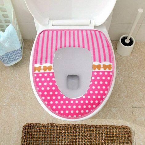 (pink)Housse de siège de toilette imperméable, coussin de toilette avec  tapis de poignée, accessoires de couverture de Bidet de sièg