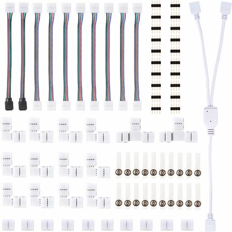 Kit de Connecteurs pour Ruban LED - Séparateur de Bande LED 4 Broches,  Câble Diviseur pour ruban