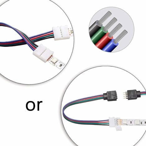 5050 Kit de connecteur de bande lumineuse à LED RGB à 4 broches Comprend  Câble de