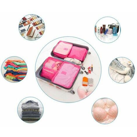 7 pièces Ensemble de sac de rangement de voyage pour vêtements organisateur  de rangement armoire valise pochette sac organisateur de voyage