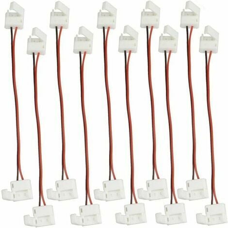 Lot de 10 connecteurs LED à 6 broches de 12 mm de large, sans fil, bande