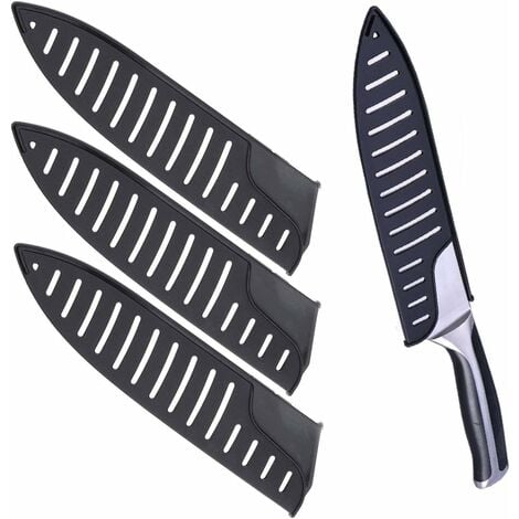 Lot de 3 protège-lames en plastique pour couteaux de cuisine Noir 20,3  cm——VEBTles