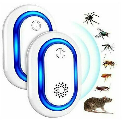 Pack de 4 Appareil Ultrason Souris - et Rats Barrage aux Insectes Repulsif  à Tue Mouche Electrique Anti Puissant ultrasons rongeurs Blanc