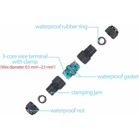 Connecteur droit de jonction étanche IP68 - 3 pôles - Axial