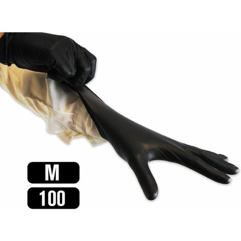 100pcs Gants noirs en nitrile Haute-élastique Sans Poudre