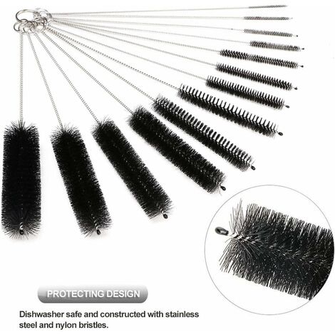 Tube Brosse de nettoyage 12pcs Kit de brosse de bouteille de nettoyage pour  tasse en verre paille de biberon Thermos Divers récipients