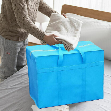 Sac de déménagement pour grand lit, housse de matelas robuste avec  fermetures éclair durables, protège-matelas en plastique imperméable avec 8  poignées de transport robustes, réutilisable pour le rangement de  déménagement, bleu 