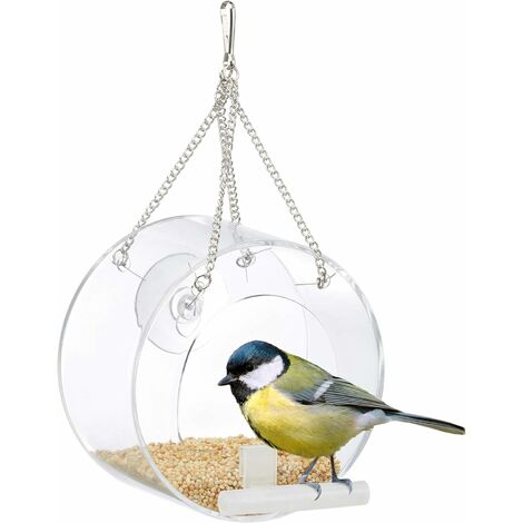 Mangeoire pour fenêtre pour Oiseaux en Verre Acrylique Transparent
