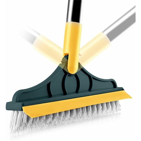 Brosse à récurer pour sol avec long manche, brosse de nettoyage 2 en 1 avec  petite brosse (bleu)