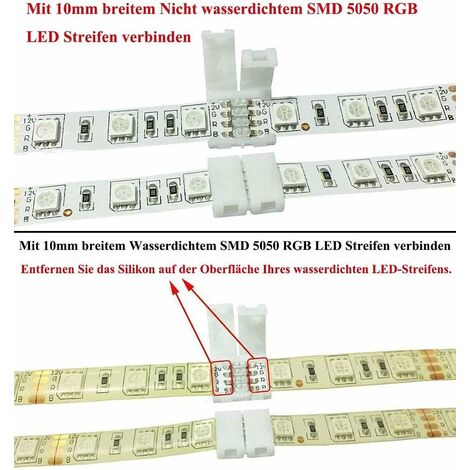 Connecteur LED,Raccord Rapide LED 4 Pin LED Bande de Connecteur Soudage  Gratuit pour les Strip LED SMD 5050 RGB de 10mm,20 Pièce - Cdiscount Maison