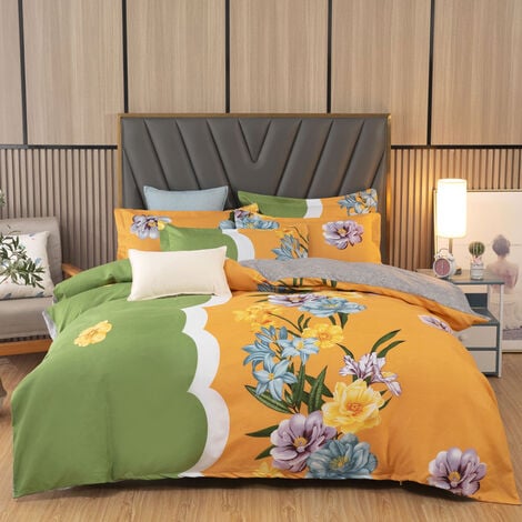Parure de lit en coton blanc avec fleurs 160x200 Parure de lit 3