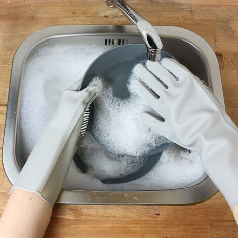 Gants de vaisselle en silicone magiques, gants de récurage en silicone  réutilisables avec poils longs, résistants à la chaleur, parfaits pour  nettoyer la vaisselle, la cuisine et la salle de bain. 