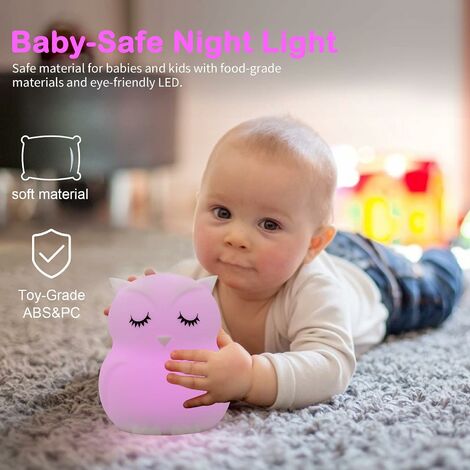 Hibou Veilleuse Enfants Kawaii Veilleuse Bébé USB Silicone Allaitement Lampe  Dimmable Tactile Rechargeable LED Changement de Couleur Veilleuse Chambre  d'Enfant Décoration Cadeau d'anniversaire (Chouette)